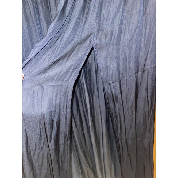 J.Crew Womens Skirt Gray Size 12 Featherweight Crinkle Satin Maxi Side Slit - Picture 3 of 11